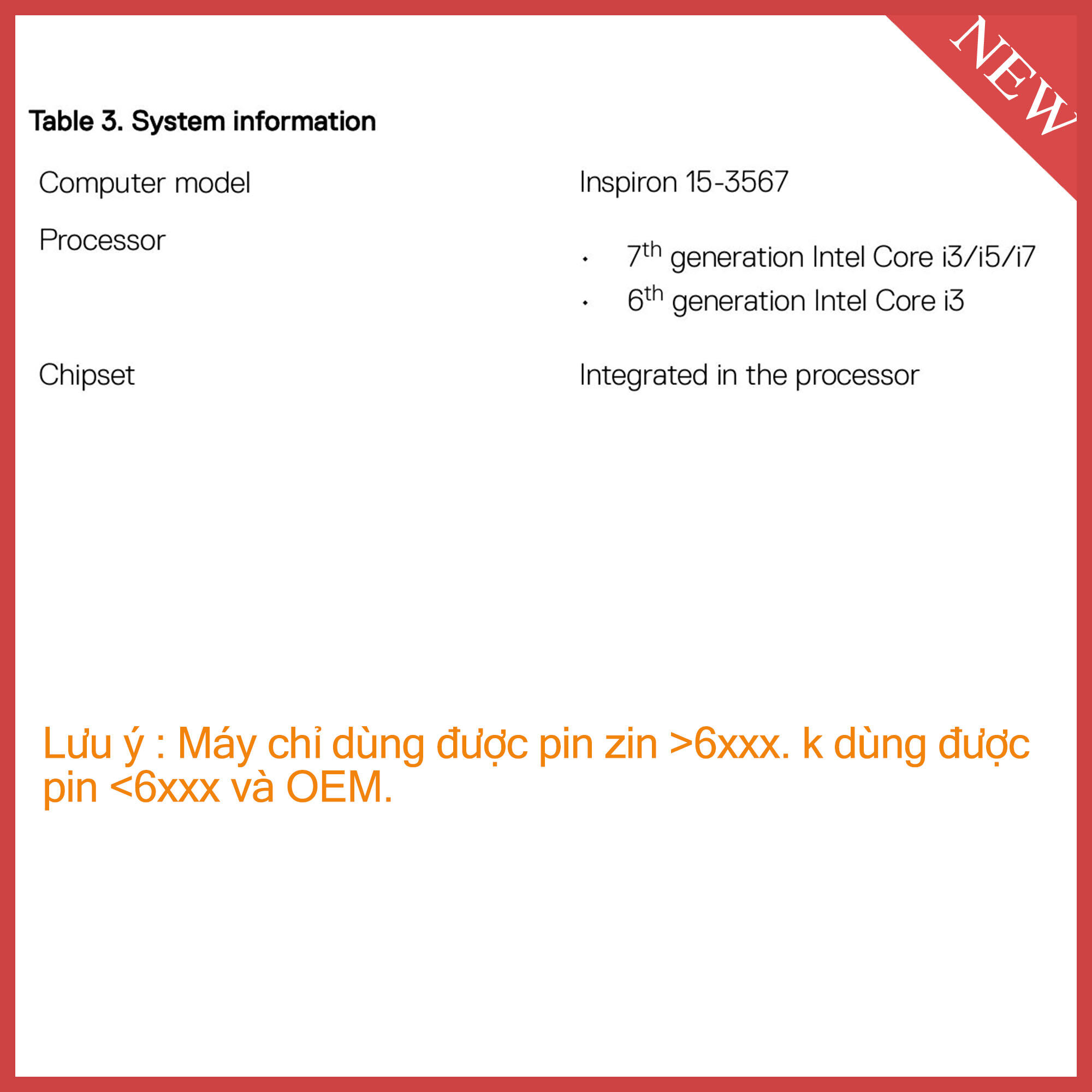 Pin dell Inspiron 15 3567