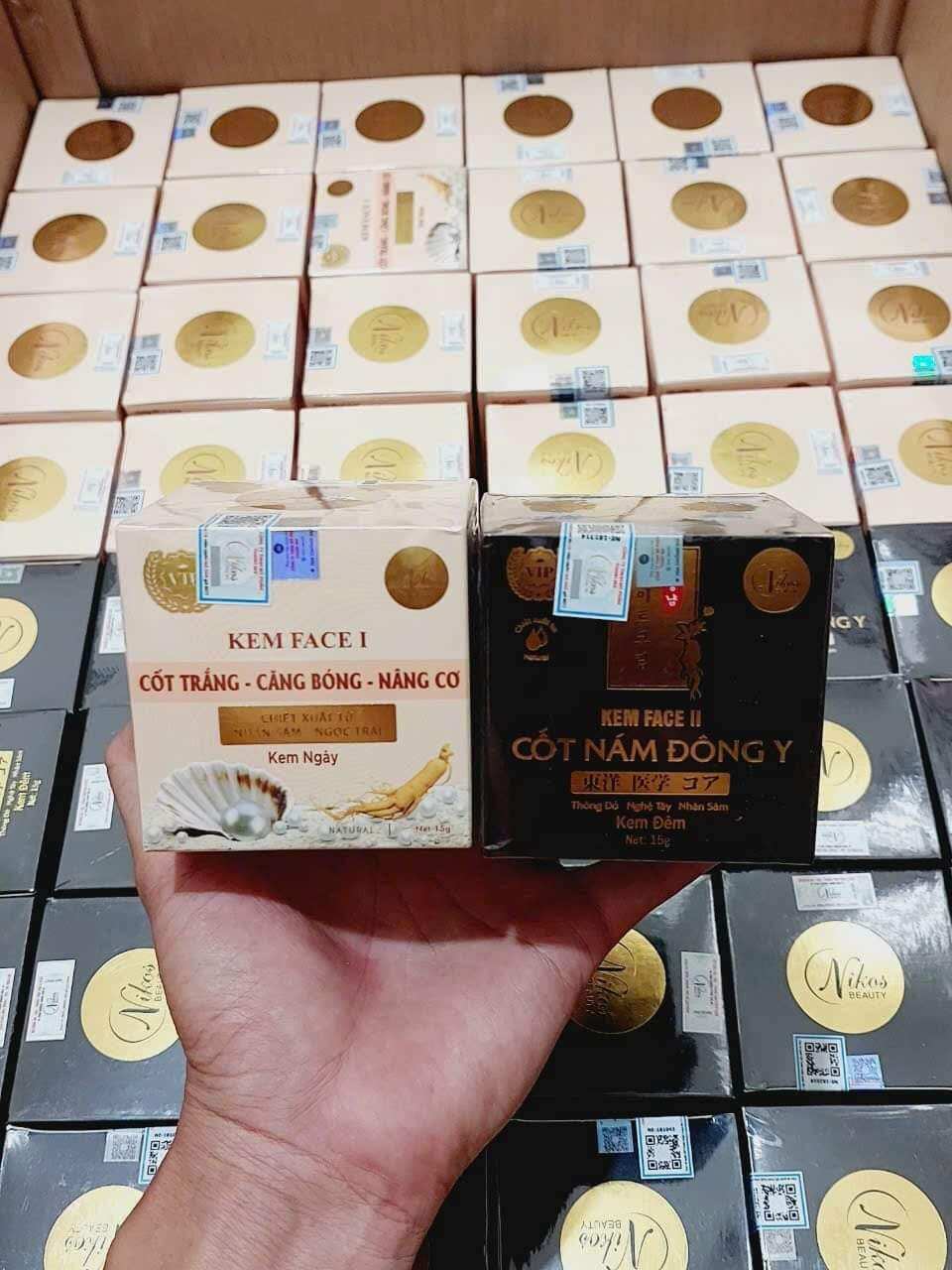 Bộ 2 hộp kem face cốt nám đông y nicos, cốt trắng da nâng cơ beauty thanh nhi , chính hãng mẫu mới