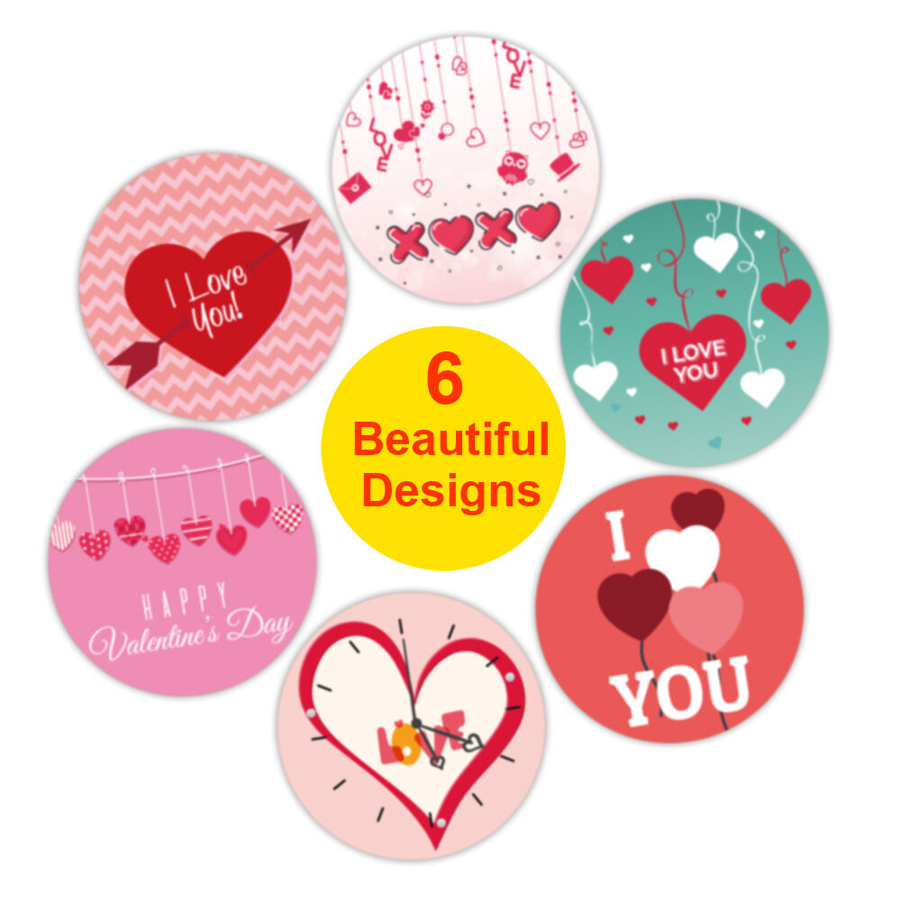 Cuộn 500 tem Sticker  Valentine in màu tự dính 2.5cm
