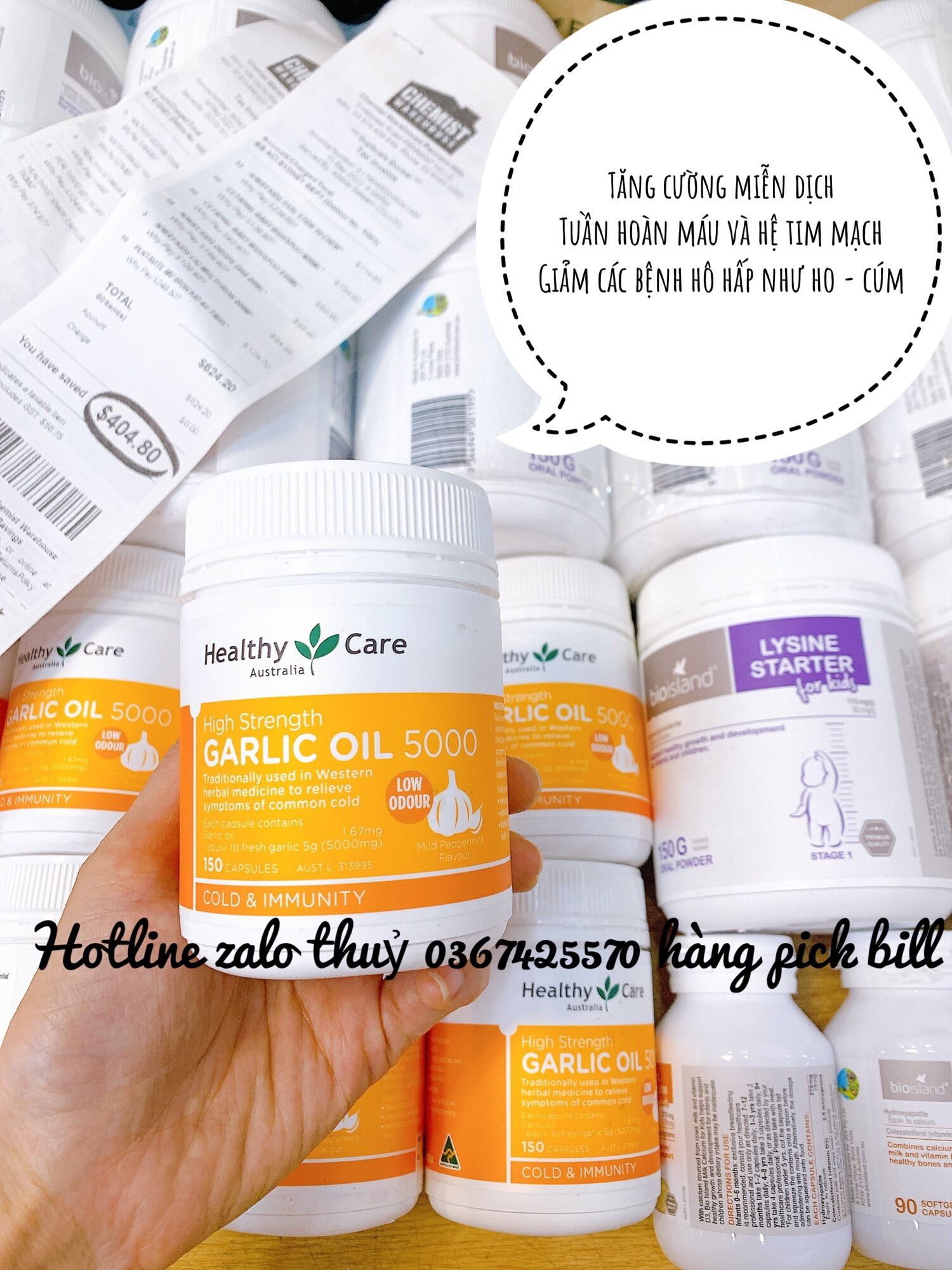 Air đủ bill Tinh dầu tỏi Garlic oil 5000mg Healthy Care
