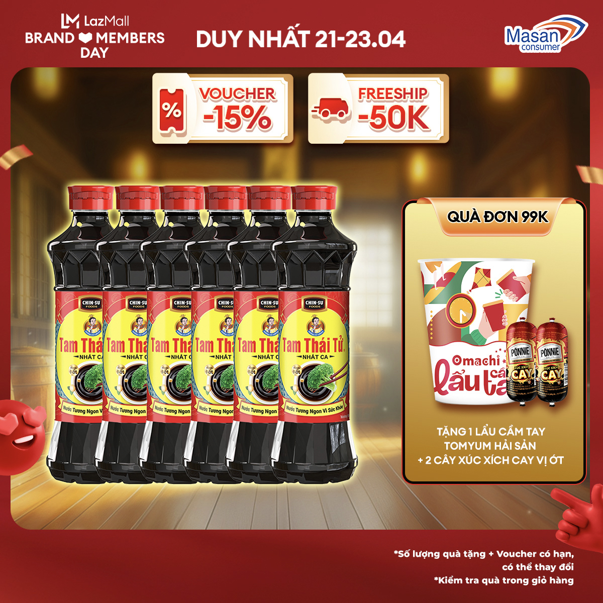 [15-17.4 Voucher 18% CHO ĐƠN TỪ 199k]Combo 6 Nước Tương Tam Thái Tử Nhất Ca 650ml