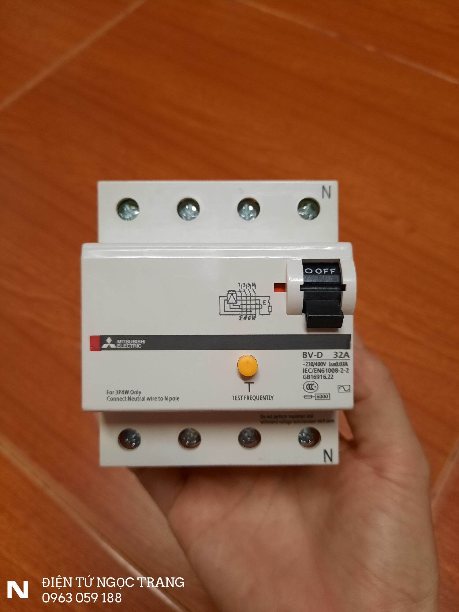 Aptomat dz chống giật 3 c32a pha 4 dây - misubishi - hàng chất lượng