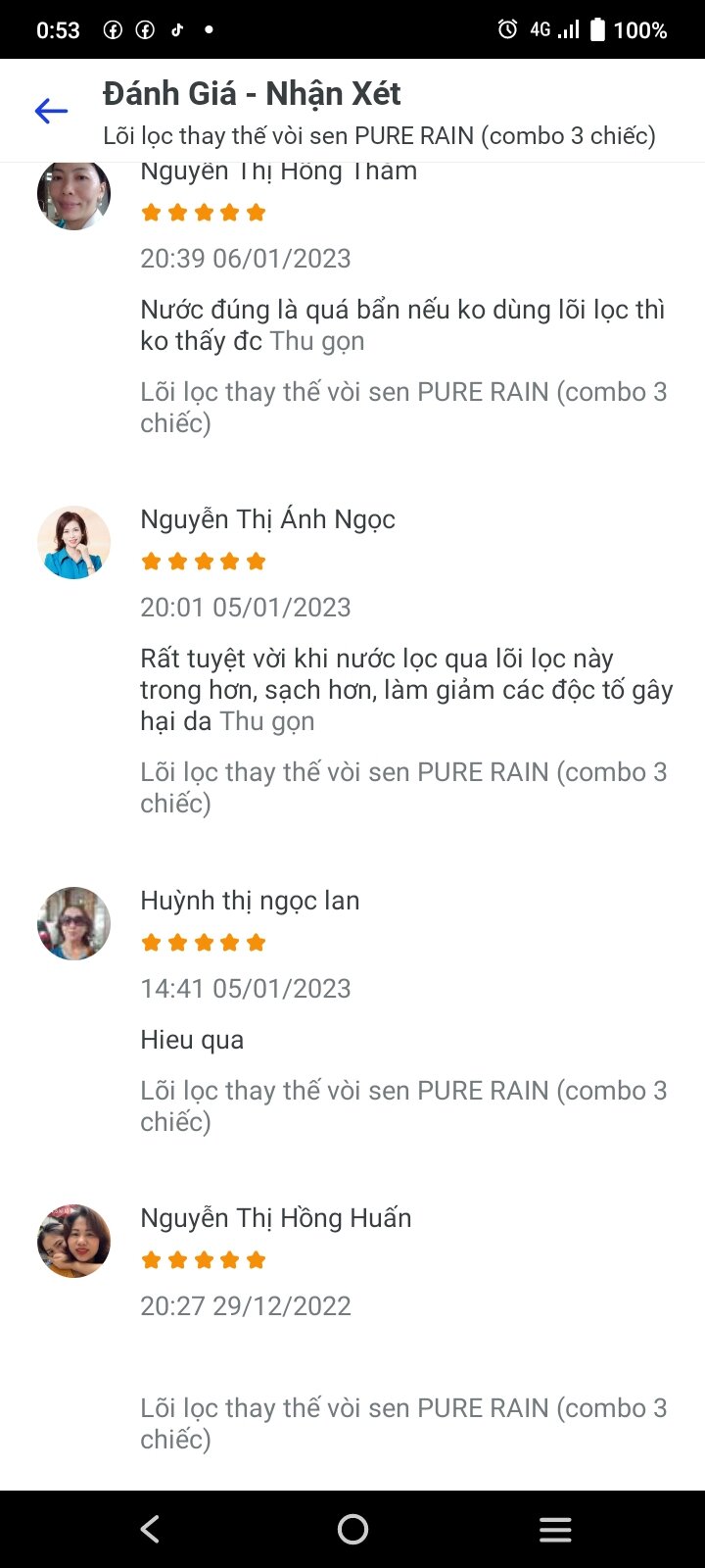 Combo 3 lõi thay thế sen vòi Pure Rain