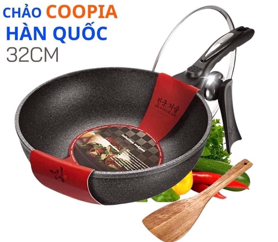 Chảo chống dính siêu bền đá sâu Coopia Hàn Quốc Có Nắp : size 32cm