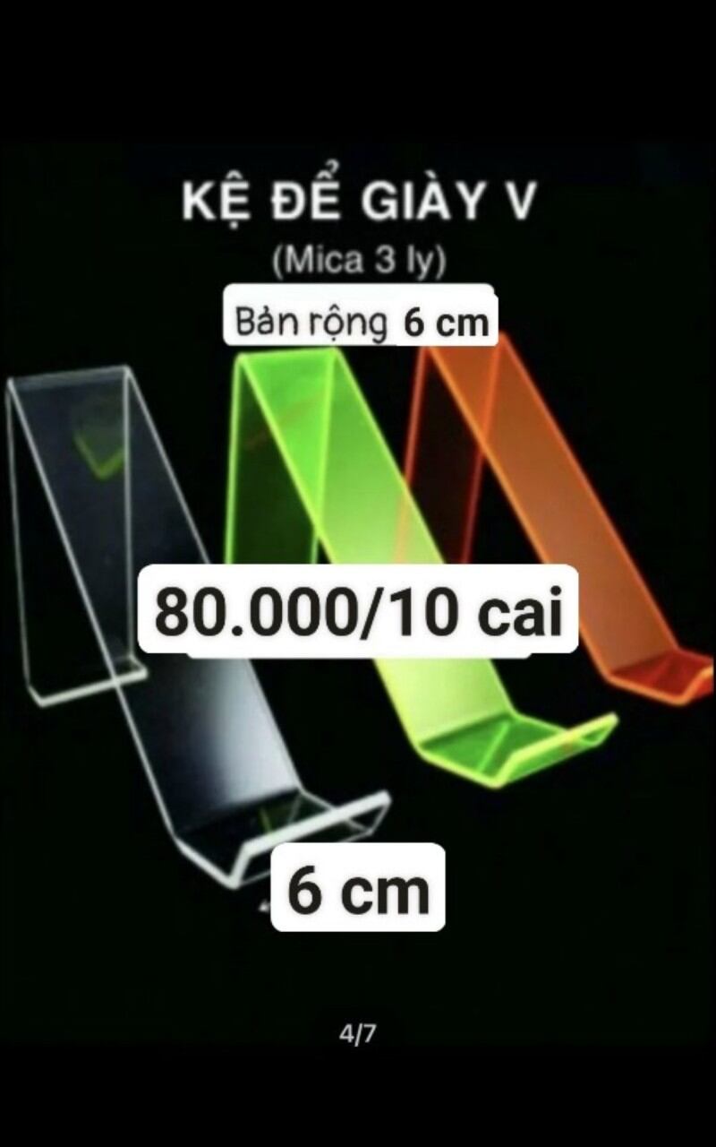 Cowmbo kệ mica trưng bày giày dép bản rộng 6 cm