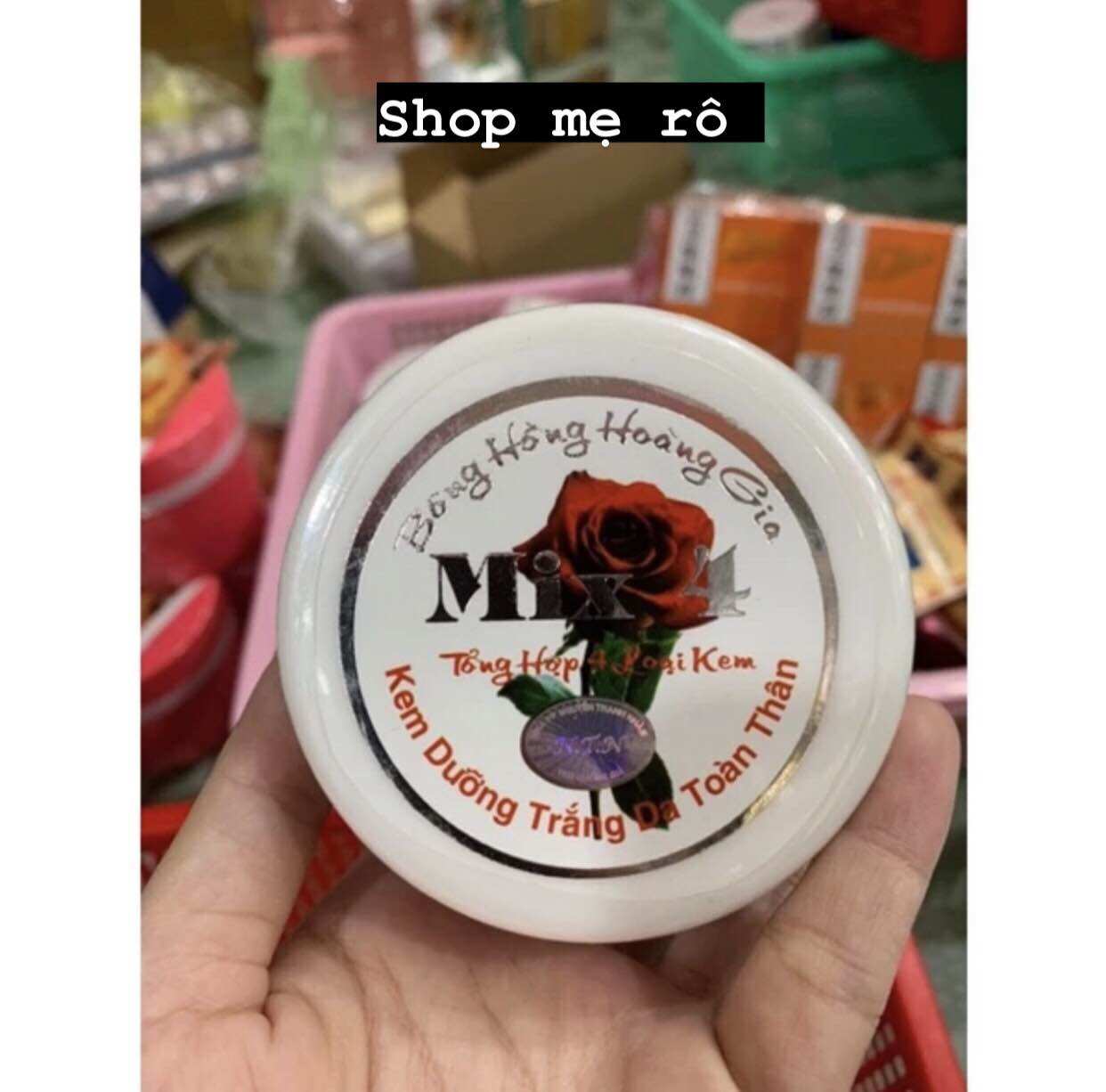 Kem bông Hồng hoàng gia mix 4 trắng da toàn thân