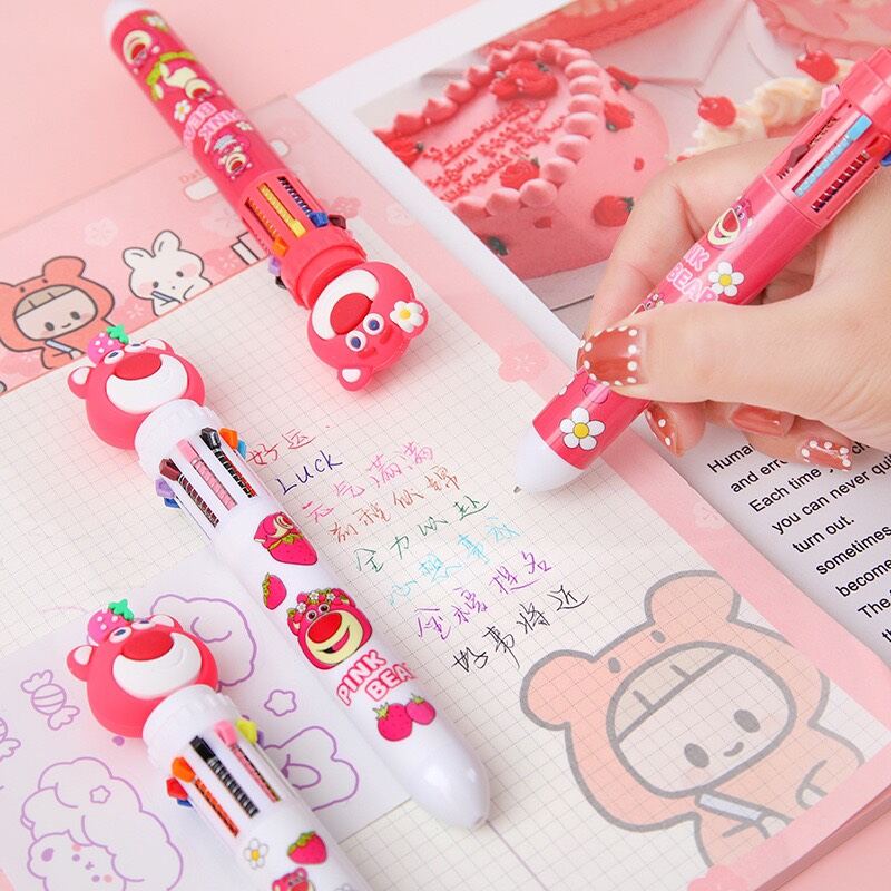 Bút bi 10 màu Gấu dâu dễ thương