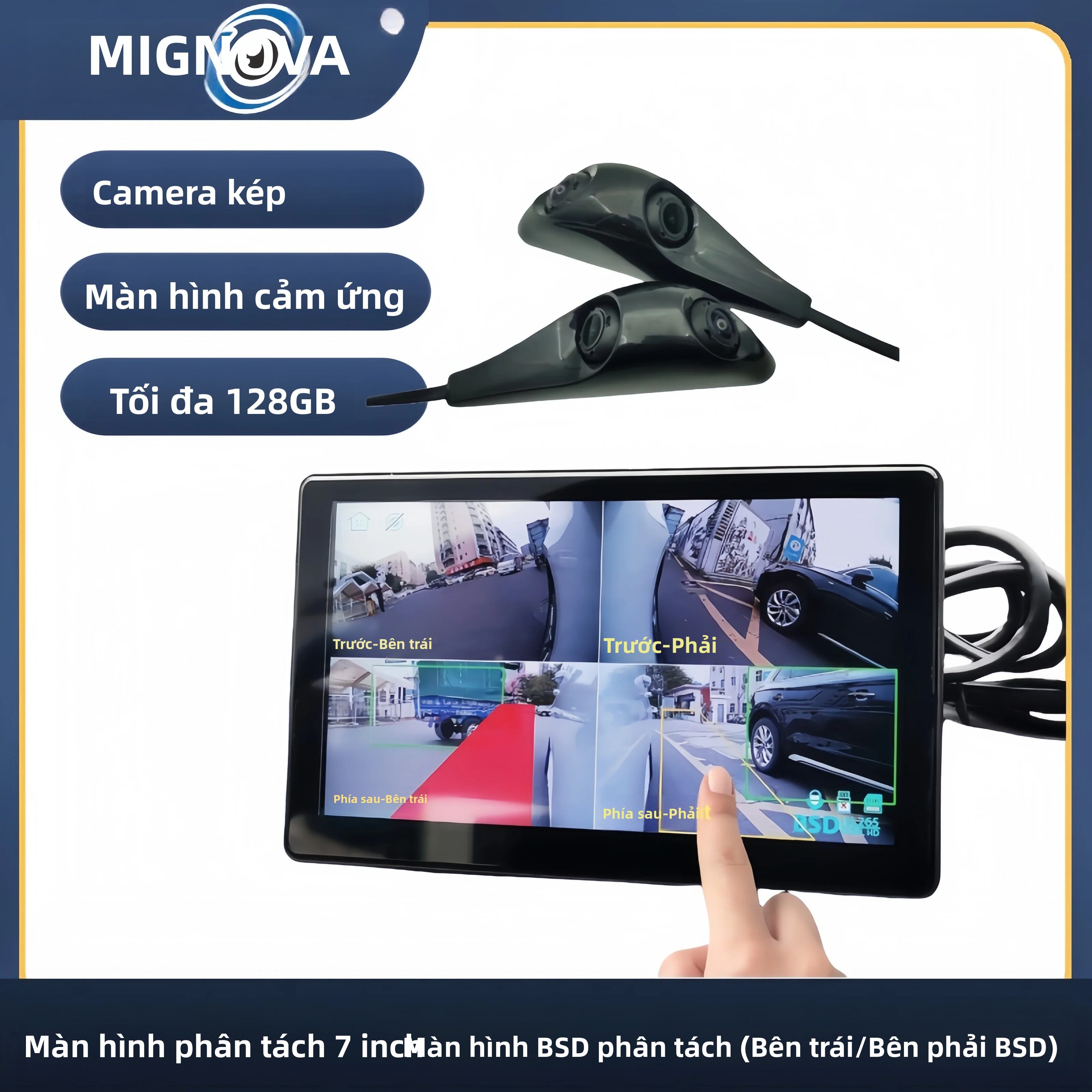 Camera Hành Trình Ô Tô 7 Inch 4 Kênh Cảnh Báo Điểm Mù BSD Với 2 Camera Lùi AHD 1080P Cho Xe Tải, Xe Buýt, Xe RV Giá 5,981,000 Đồng*Miễn phí vận chuyển