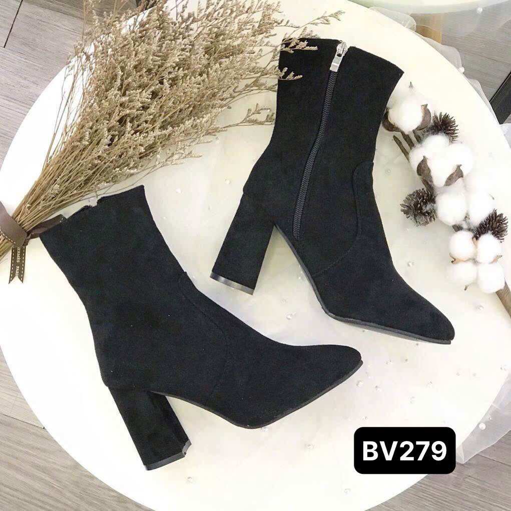 Boot da lộn gót vuông 5-7cm nữ