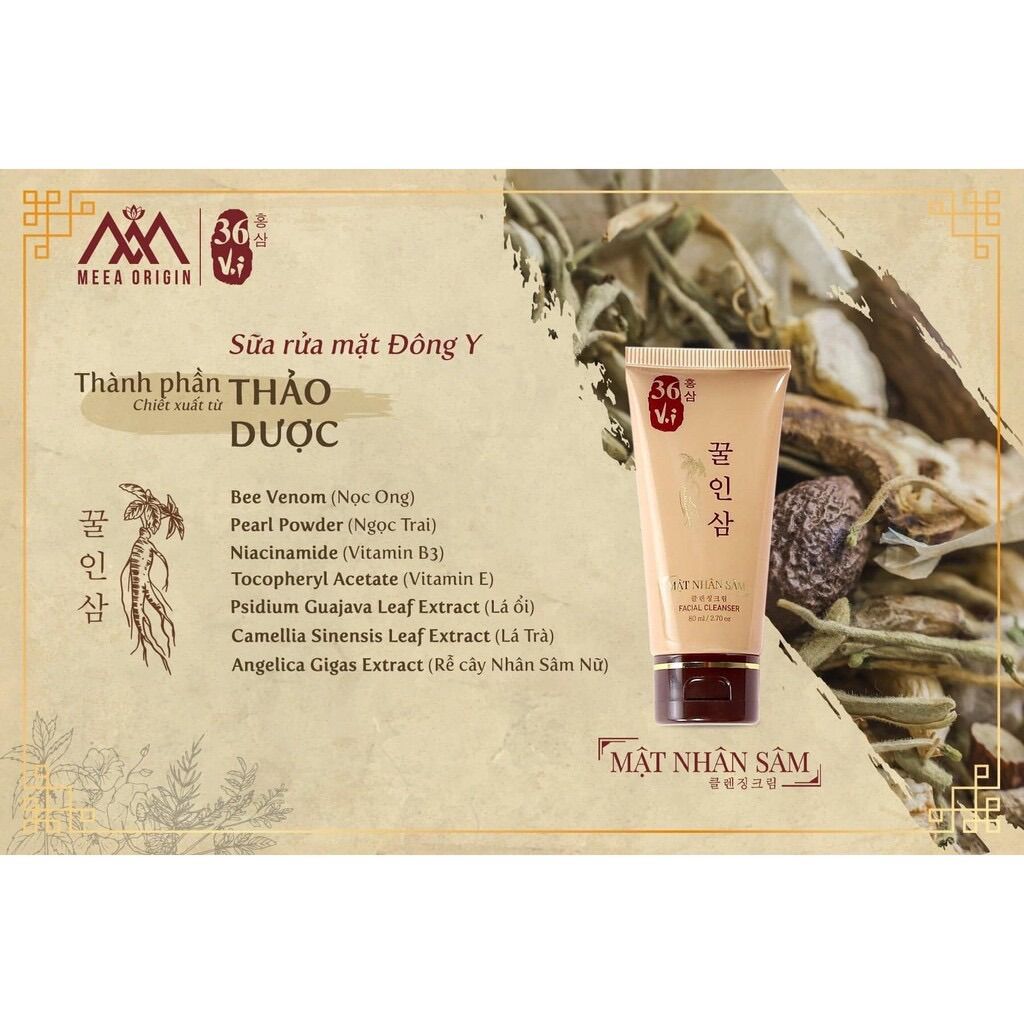 (C.Hãng100%) Sữa Rửa Mặt Cao Mụn Sâm Đỏ 36 Vị - Mật Nhân Sâm