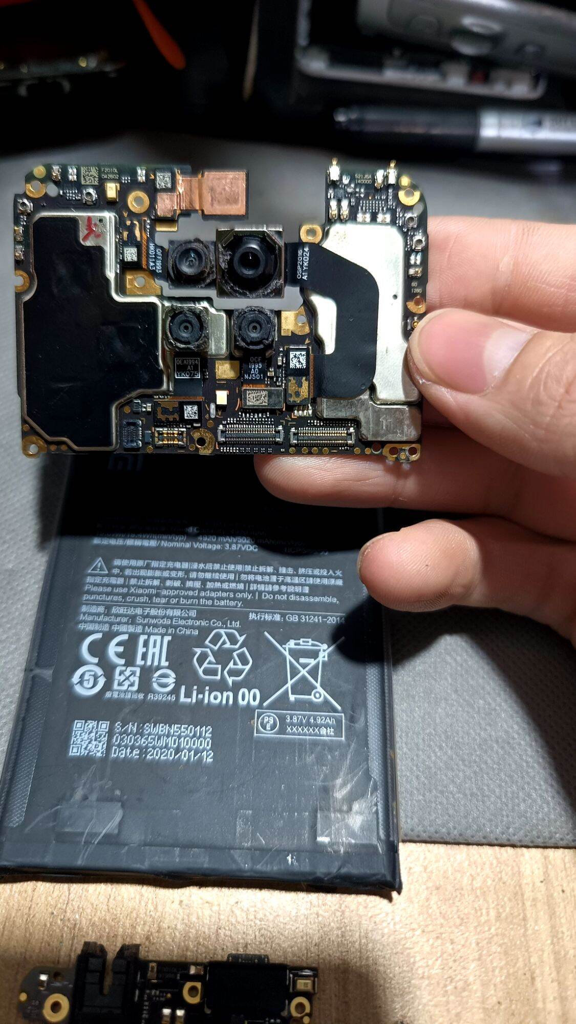 Cụm main Redmi Note 9S sống zin tặng kèm pin Camera