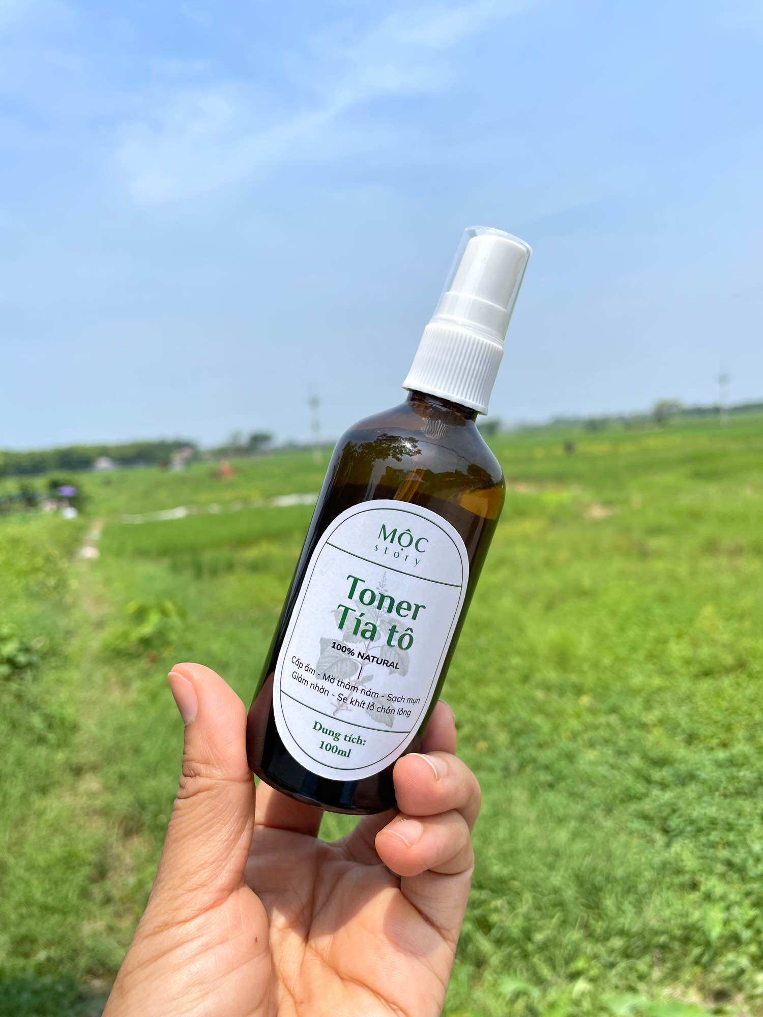 TONER TÍA TÔ mờ nám, giảm viêm mụn, giảm nhờn. Sản phẩm được chiết xuất từ 100% cây Tía tô trồng theo hướng hữu cơ. Được sản xuất theo phương pháp chưng cất lôi cuốn hơi nước,