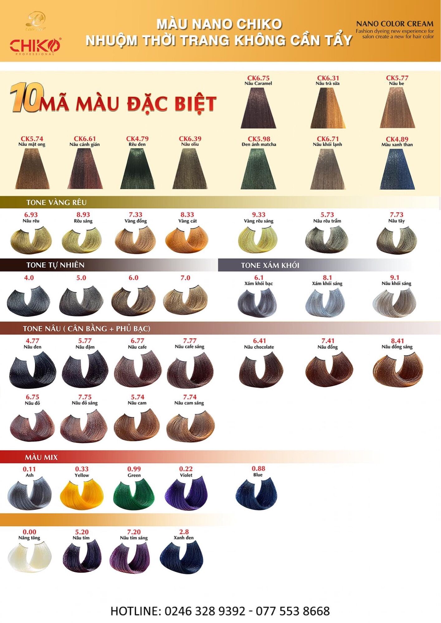 [Giá sỉ]Thuốc nhuộm tóc CHIKO màu thời trang không tẩy tóc (k kèm oxy + Gang tay)
