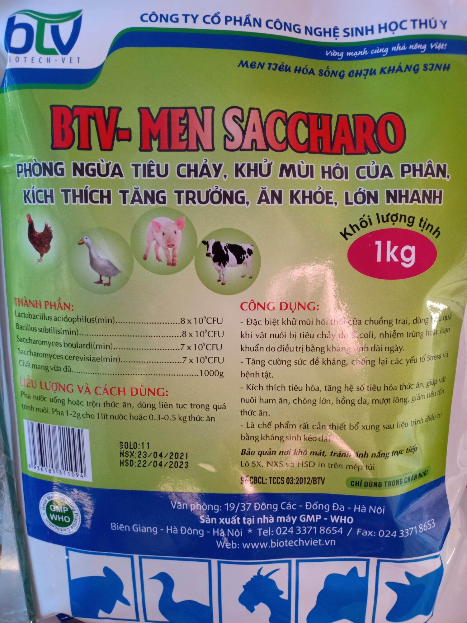 Men tiêu hoá sống- saccharo ( chịu kháng sinh) 1 kg