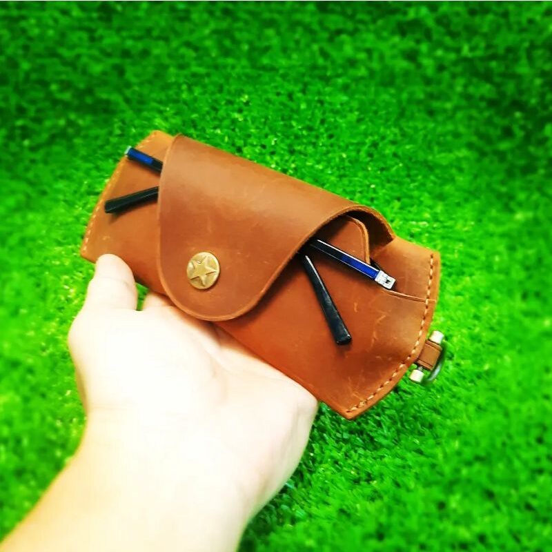 BAO DA ĐỰNG MẮT KÍNH DA BÒ THẬT CÁ TÍNH (NÚT BÓP, NAM CHÂM) ĐỒ DA HANDMADE