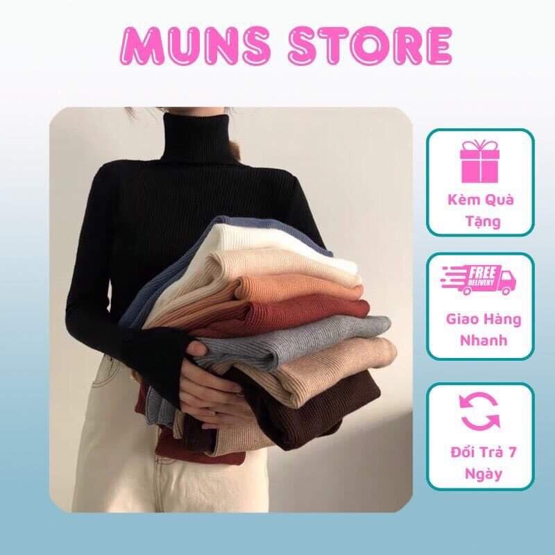 Áo len tăm cổ lọ 5cm chất len mềm mịn phong cách hàn quốc