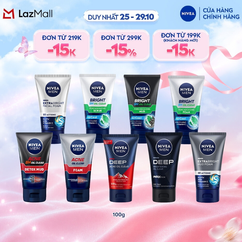 Sữa Rửa Mặt NIVEA MEN 100G - Ngừa Mụn/ Kiềm Dầu/ Dưỡng Sáng - 8394082378/88521/84415/81775/88836/88880/86569/88869