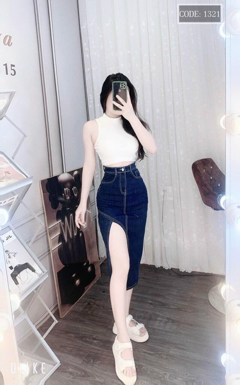 Chân váy jean hàng đẹp chuẩn shop