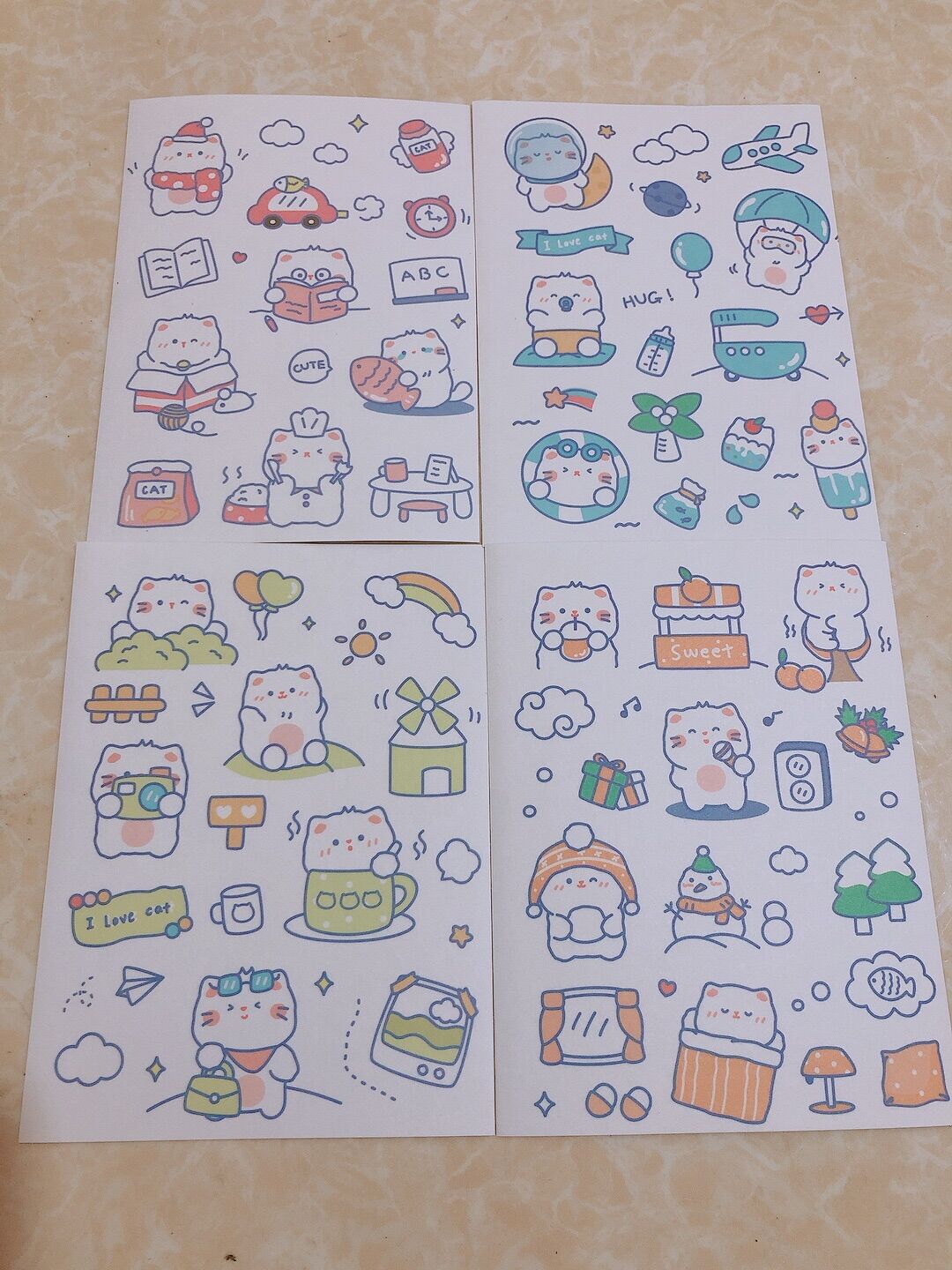 SET 4 MIẾNG HÌNH DÁN/ STICKER CUTE DỄ THƯƠNG dùng trang trí sổ vở...