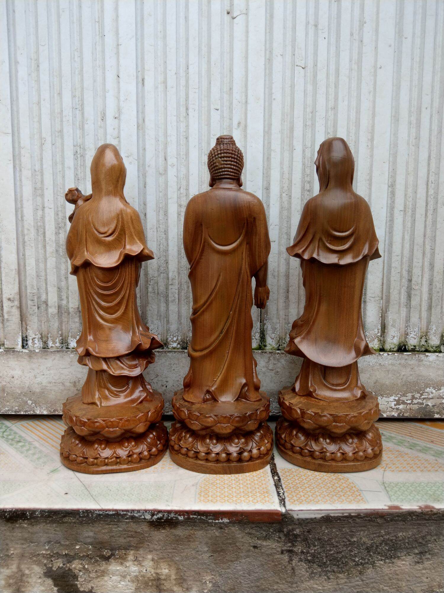 Tam Thánh Đứng Gỗ Bách Xanh Cao 20cm