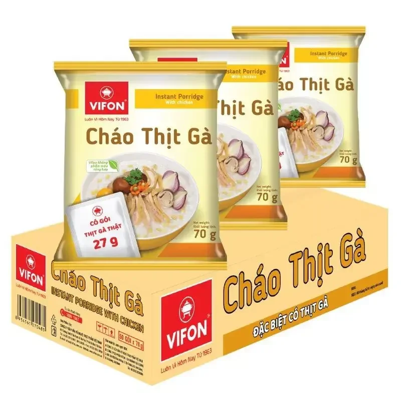 THÙNG CHÁO GÀ VIFON 70G CÓ GÓI THỊT THẬT