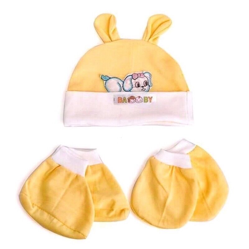 Set Mũ Bao Tay Bao Chân Sơ Sinh Nhiều Màu
