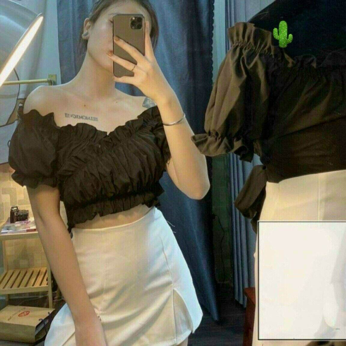 ÁO CROPTOP QUẤN EO DÀI 1M A22