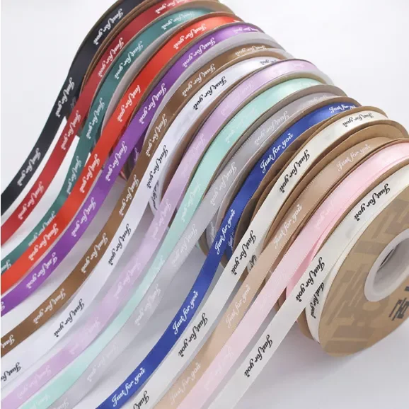 1 cuộn ruy băng lụa đủ màu chữ "just for you" bản 1cm dài 50 yard