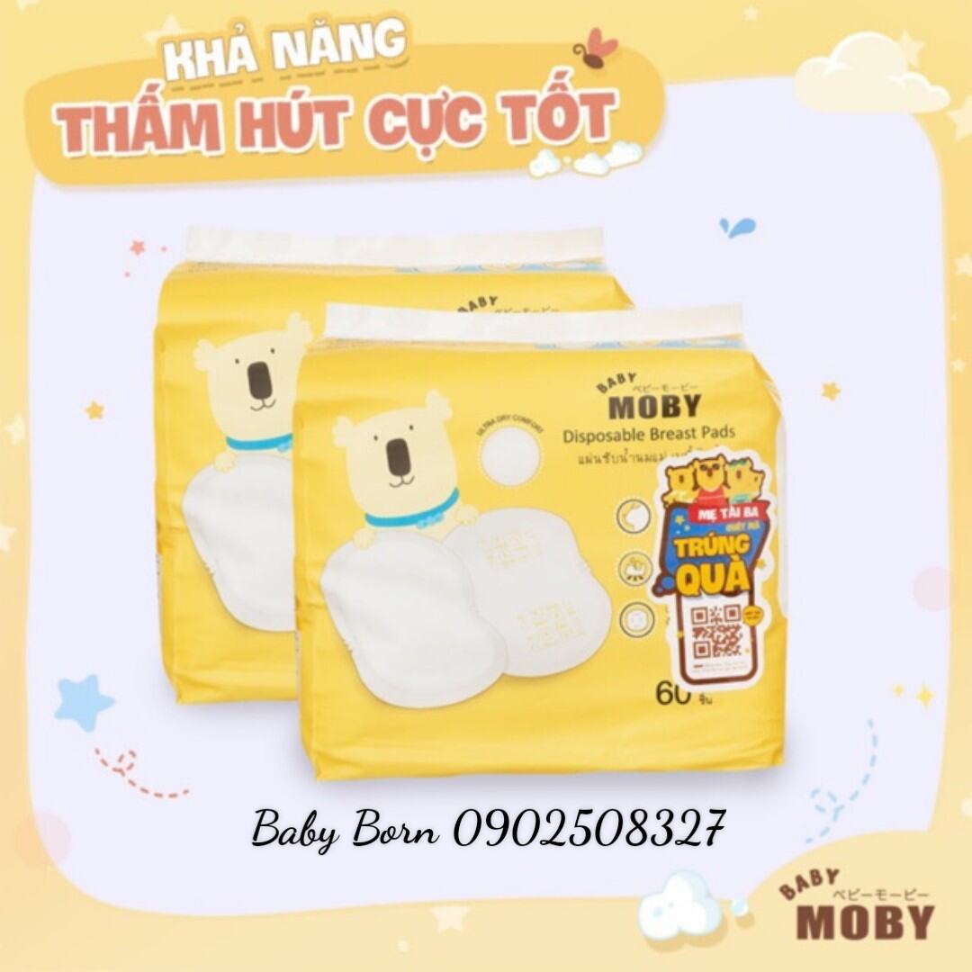 CHÍNH HÃNG - Lót thấm sữa Moby Thái Lan, hộp 60 miếng