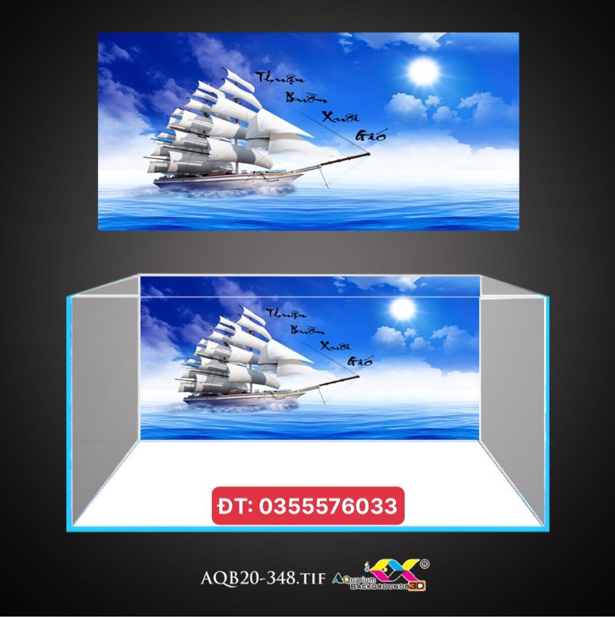 Tranh 3D dán bể cá mẫu thuận buồm xuôi gió đầy ý nghĩa, tranh siêu nét, siêu đẹp, có keo sẵn trên bề mặt, đa dạng kích thước lựa chọn (mã AQB20-348)