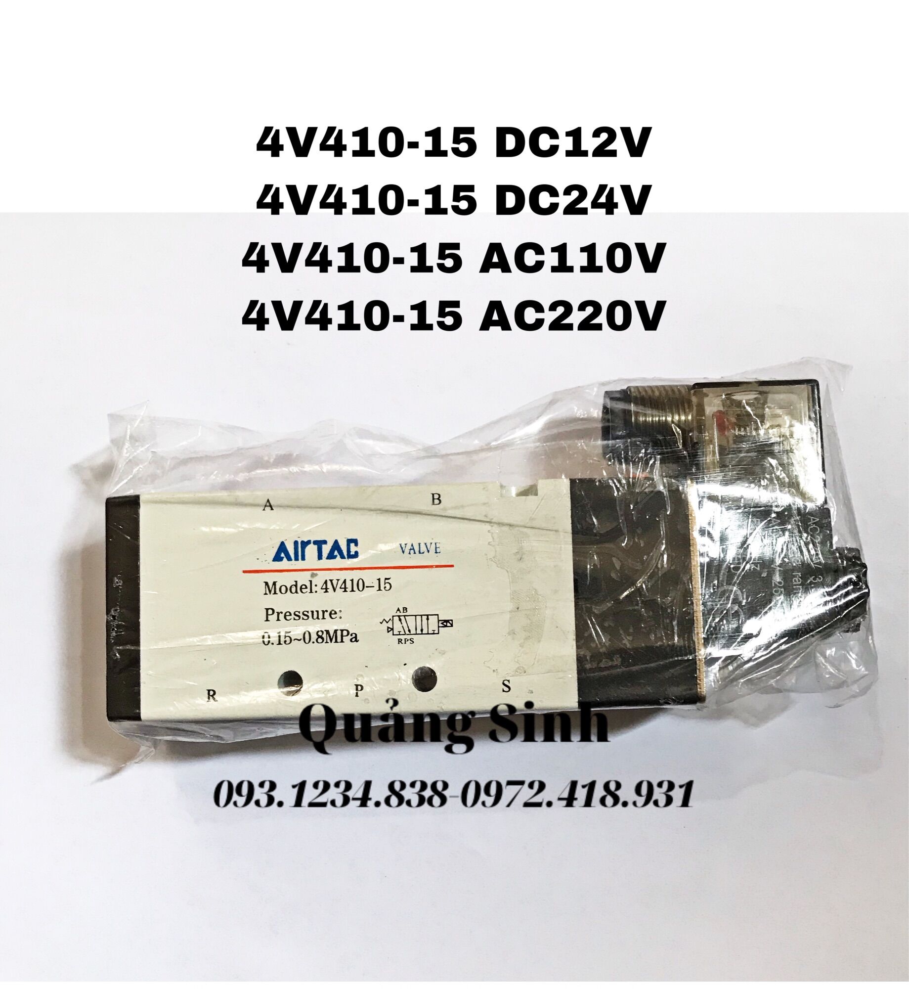 Van điện từ khí nén airtac 4v410-15, van điện từ điều khiển xi lanh khí nén 5/2 solenoid