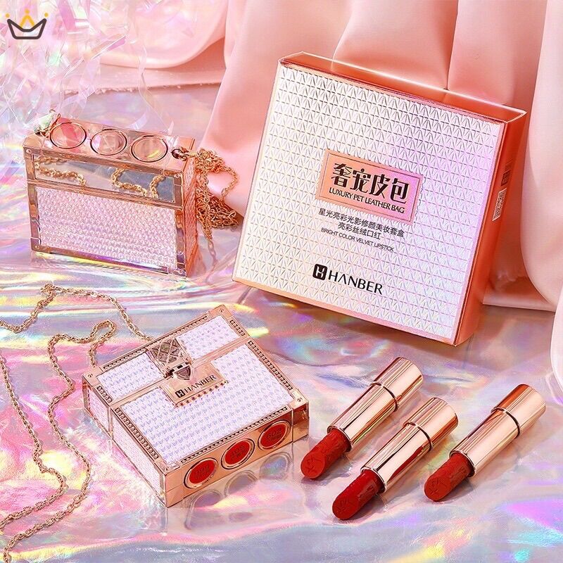 Set Son Túi Xách Hanber màu bạc Siêu Xinh