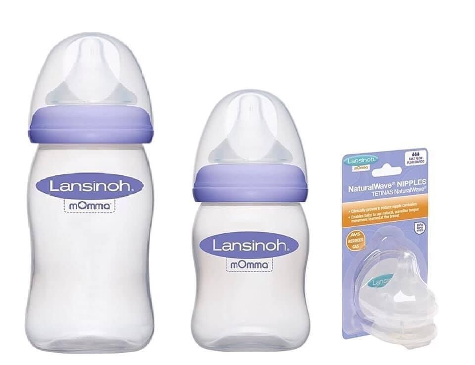 Bình sữa, núm thay thế Lansinoh 150ml, 240ml