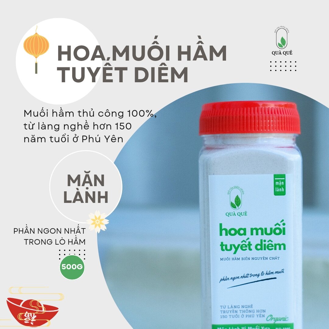 Hoa Muối Hầm Tuyết Diêm. Bông muối ngon nhất trong nồi hầm muối. Muối hầm dưỡng sinh, thực dưỡng. Loại Hảo hạng. Hũ nhựa 500G.
