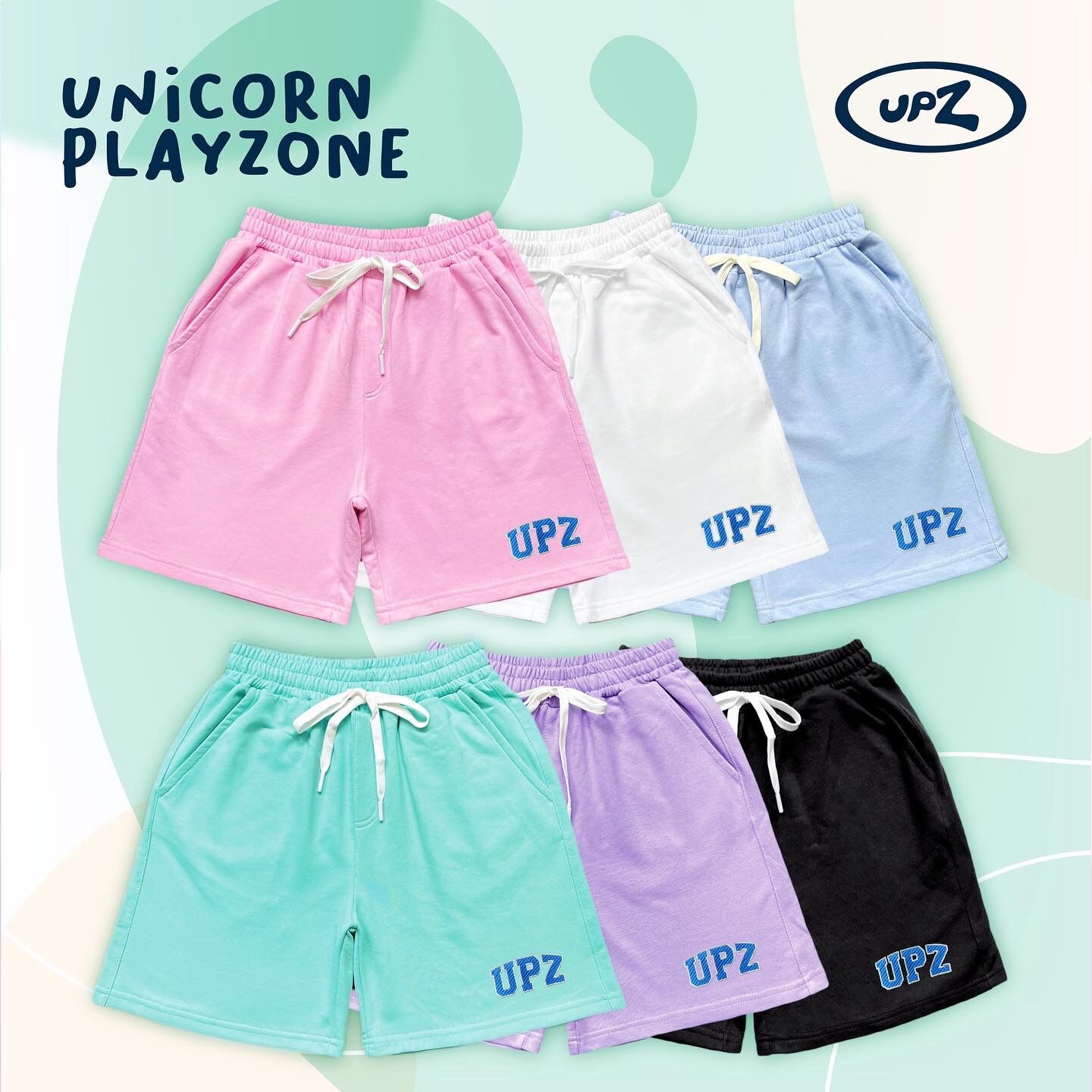 Upz quần shorts thun thêu chữ upz