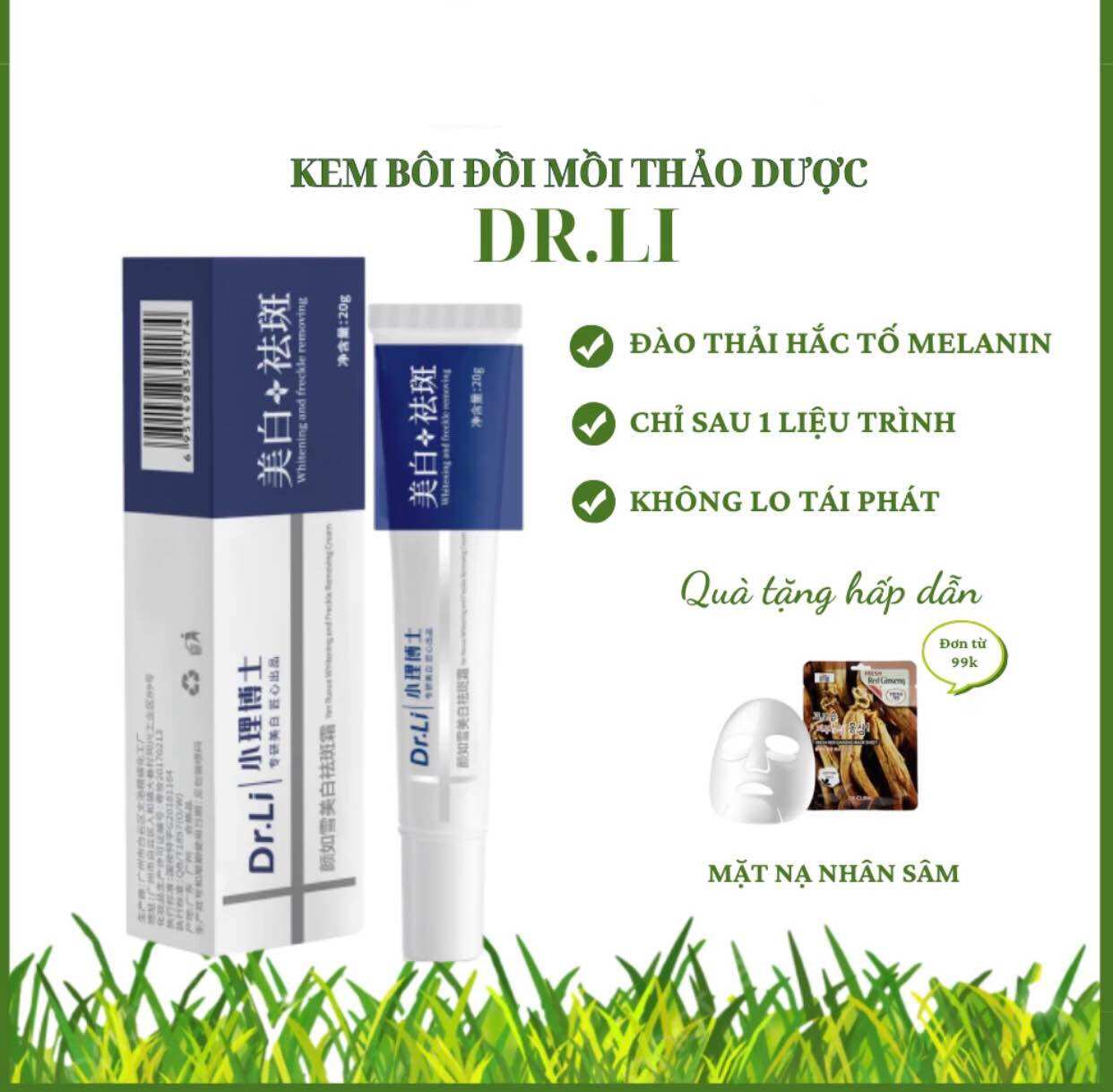 Kem nám tàn nhang đồi mồi Dr.Li - Kem Dr.Li mờ nám tàn nhang đồi mồi body và mặt giúp da trắng sáng 20g