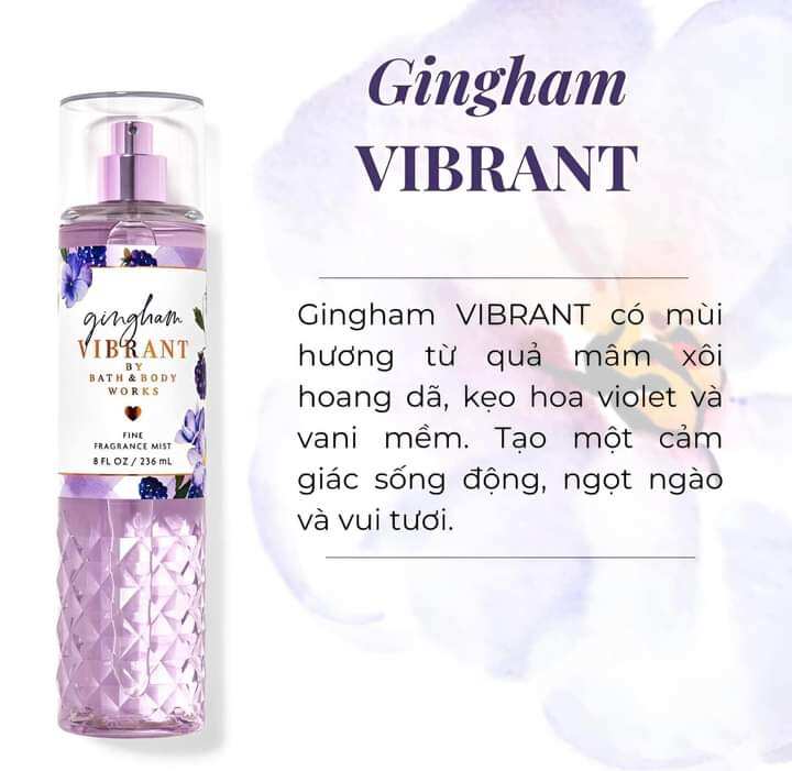 AUTH XỊT THƠM BODYMIST BATH&BODY WORKS GINGHAM VIBRANT