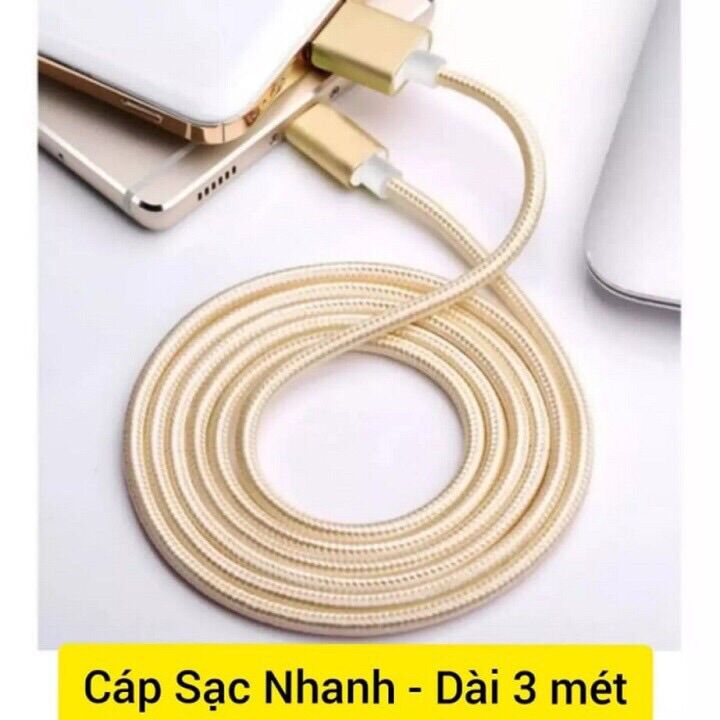 Cáp 3m bọc dù cao cấp - cáp iphone 3m ,1m ,20cm, 3 đầu