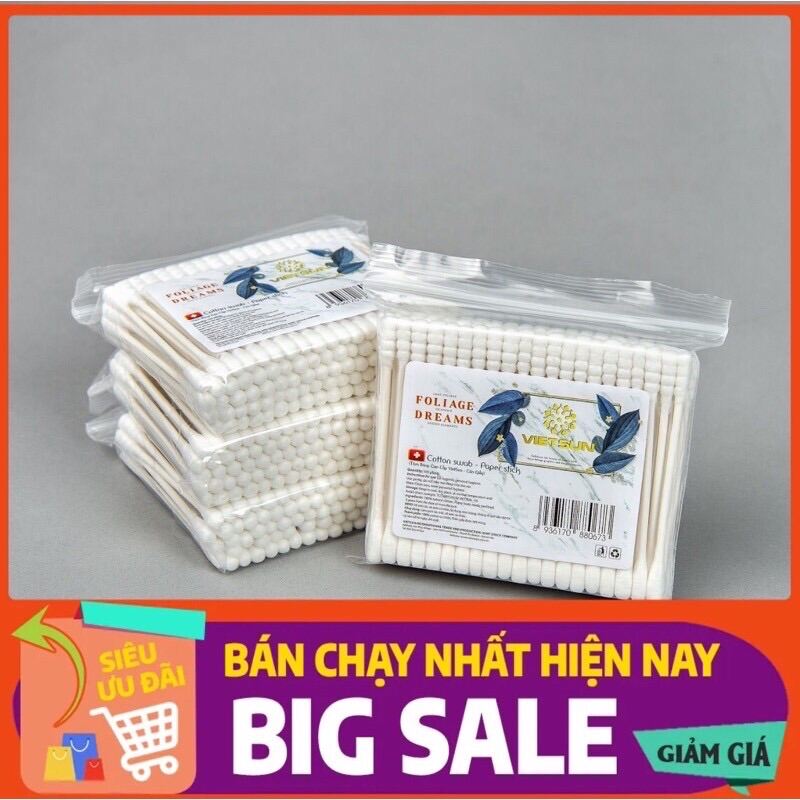 [Mã Msgc2]Hộp Bông Ngoáy Tai Vietsun Vệ Sinh Lõi Giấy 1 Đầu Xoắn Trẻ Em Kháng Khuẩn 200 Cái Vietsun An Toàn Cho Bé