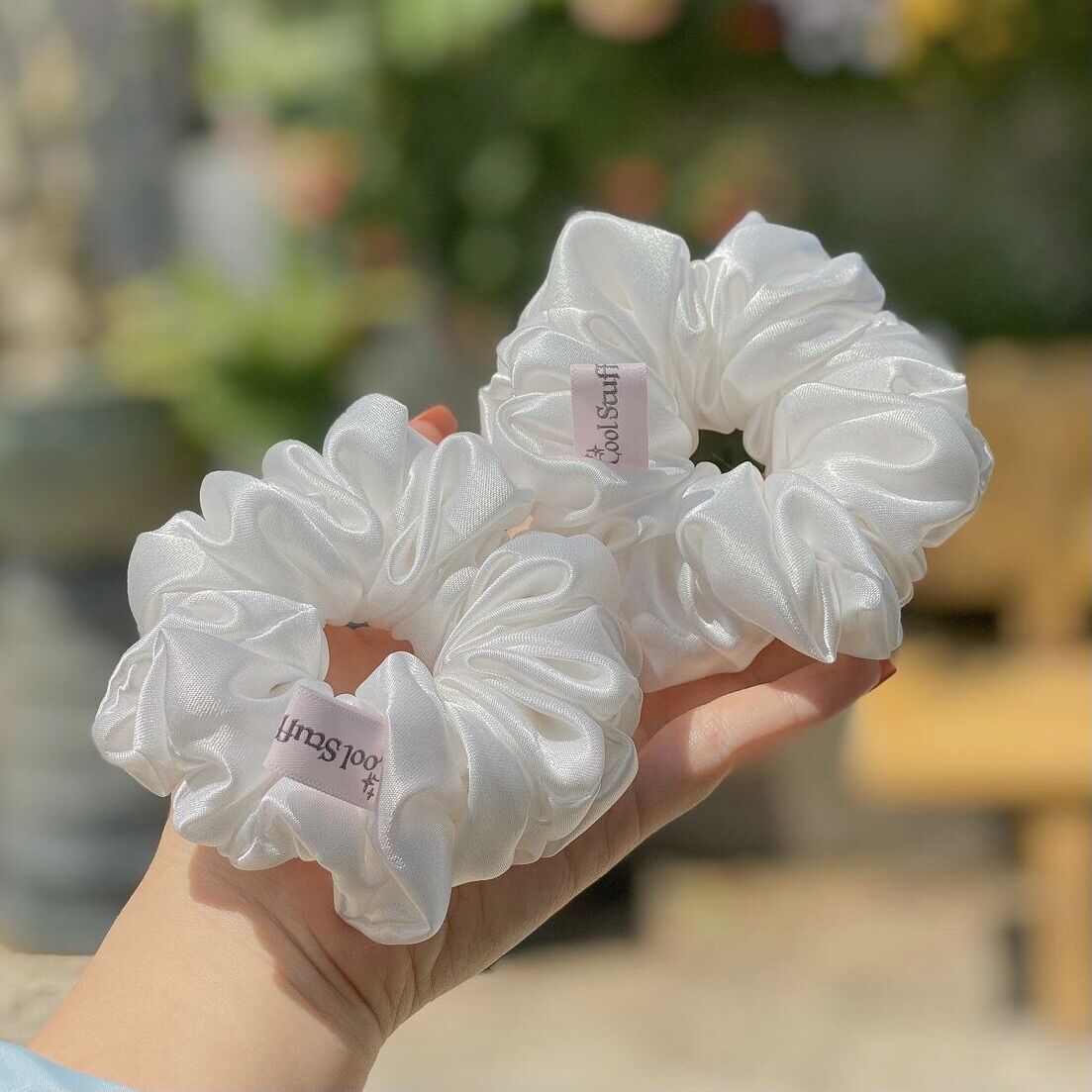 Buộc Tóc Scrunchies Lụa Mềm Mịn Màu TRẮNG🤍Size Thường