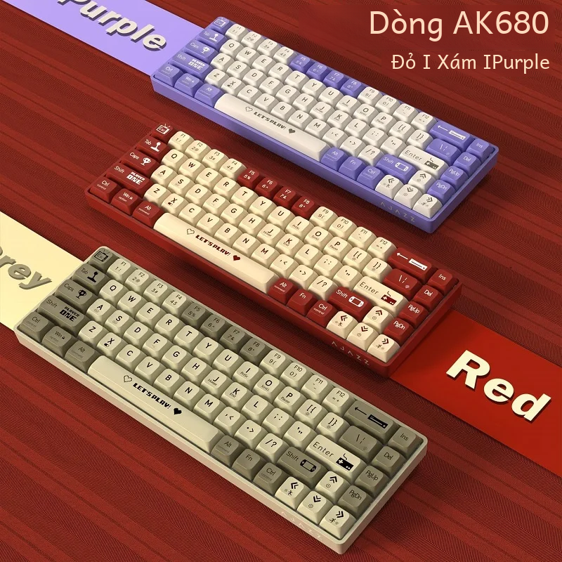 Ajazz Ak680 65% Bàn Phím Cơ Không Dây Nhựa ABS Keycap Chơi Game Có Đèn Nền Nhiều Màu Trao Đổi Nóng Tương Thích Với Máy Tính Laptop Máy Tính Bảng