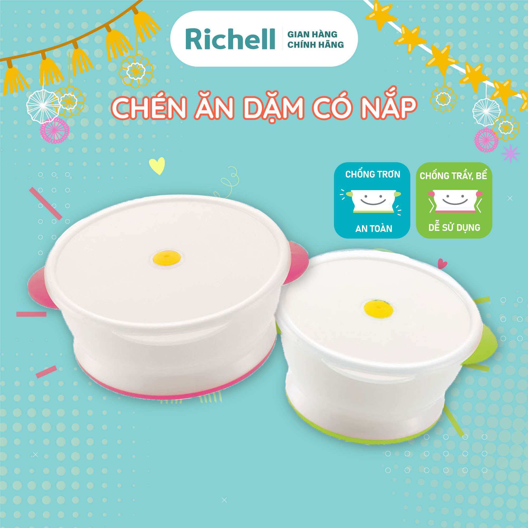 Bát có nắp Richell chính hãng