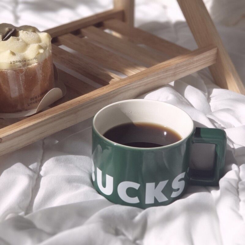 [STARBUCKS KOREA] - CỐC SỨ SB CORE NEW GREEN 2022 WORDMARK SQUARE MUG 8oz