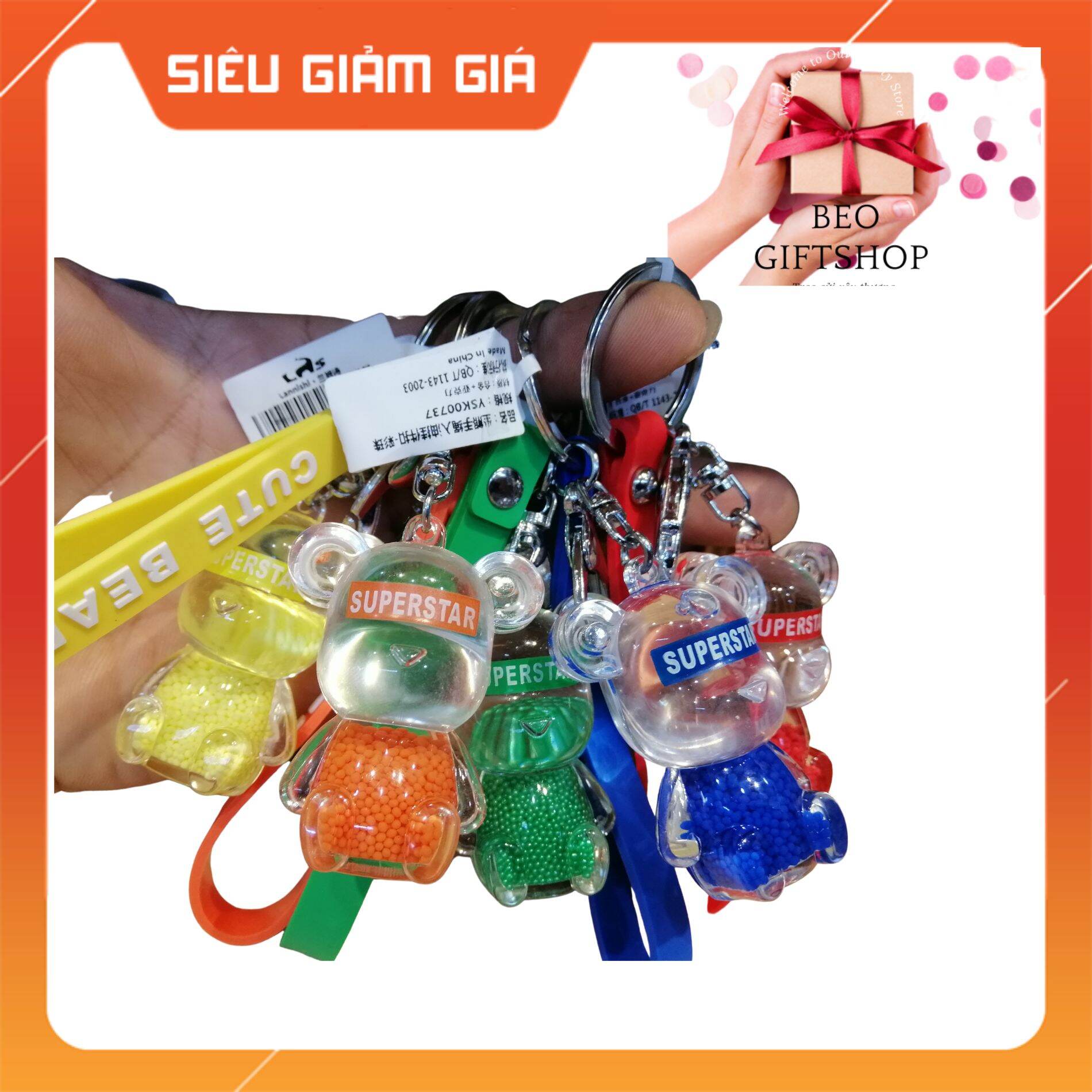 Móc khóa nước mô hình con gấu cute bear