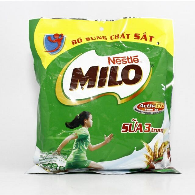 [HCM]Milo thức uống lúa mạch  sữa 3 trong 1 bịch 330g( 3 dây × 5goi× 22g)