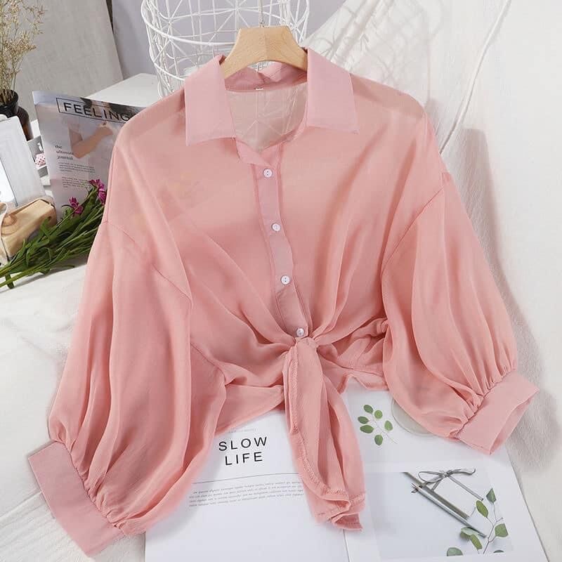 [HCM]Sơ mi voan cột si&ecircu xinh