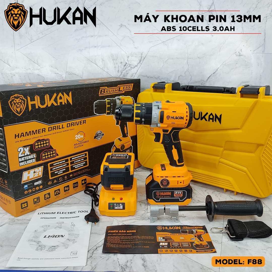 Máy khoan pin 21v hukan hk- f88 động cơ không chổi than