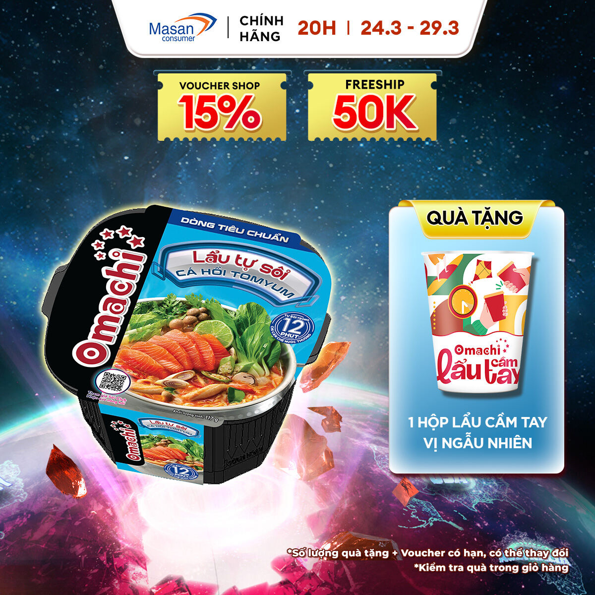 [20H 24-29.3 VC 15% CHO ĐƠN TỪ 199K] Omachi lẩu tự sôi cá hồi tomyum 117g