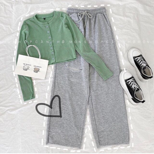 🔥set quần suông + croptop gài nút td