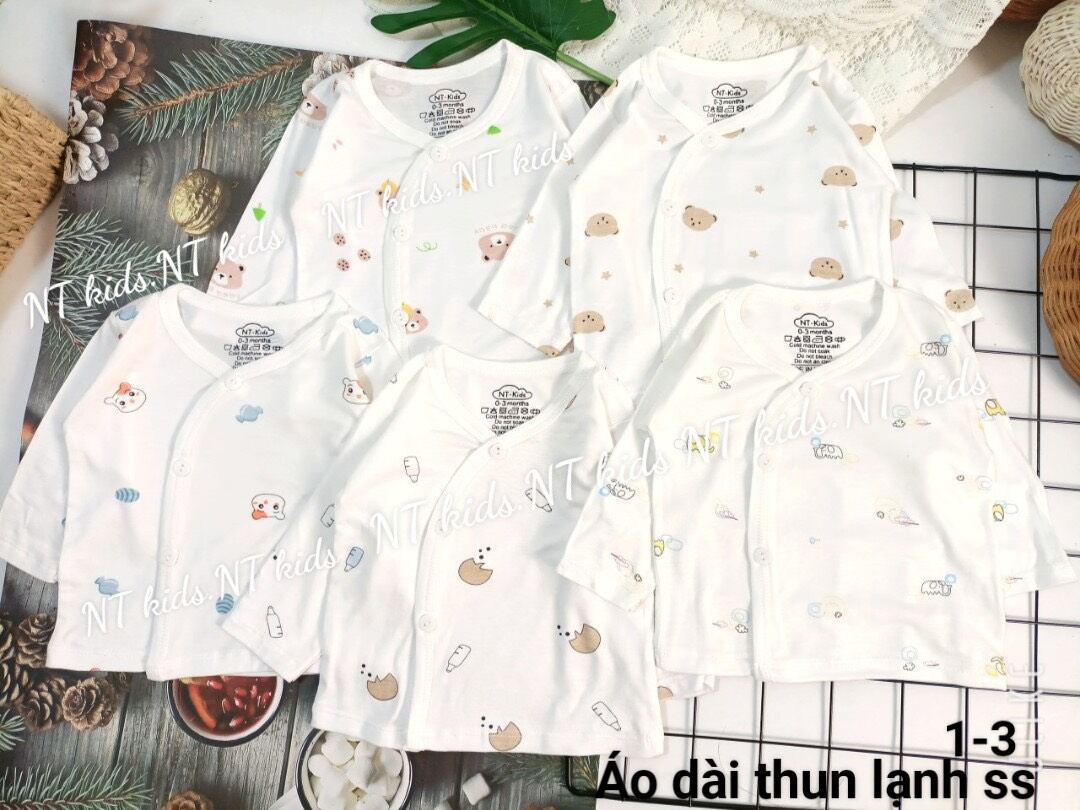 Set 5 áo sơ sinh thun lạnh chất petti sịn sò siêu mềm mịn cho bé